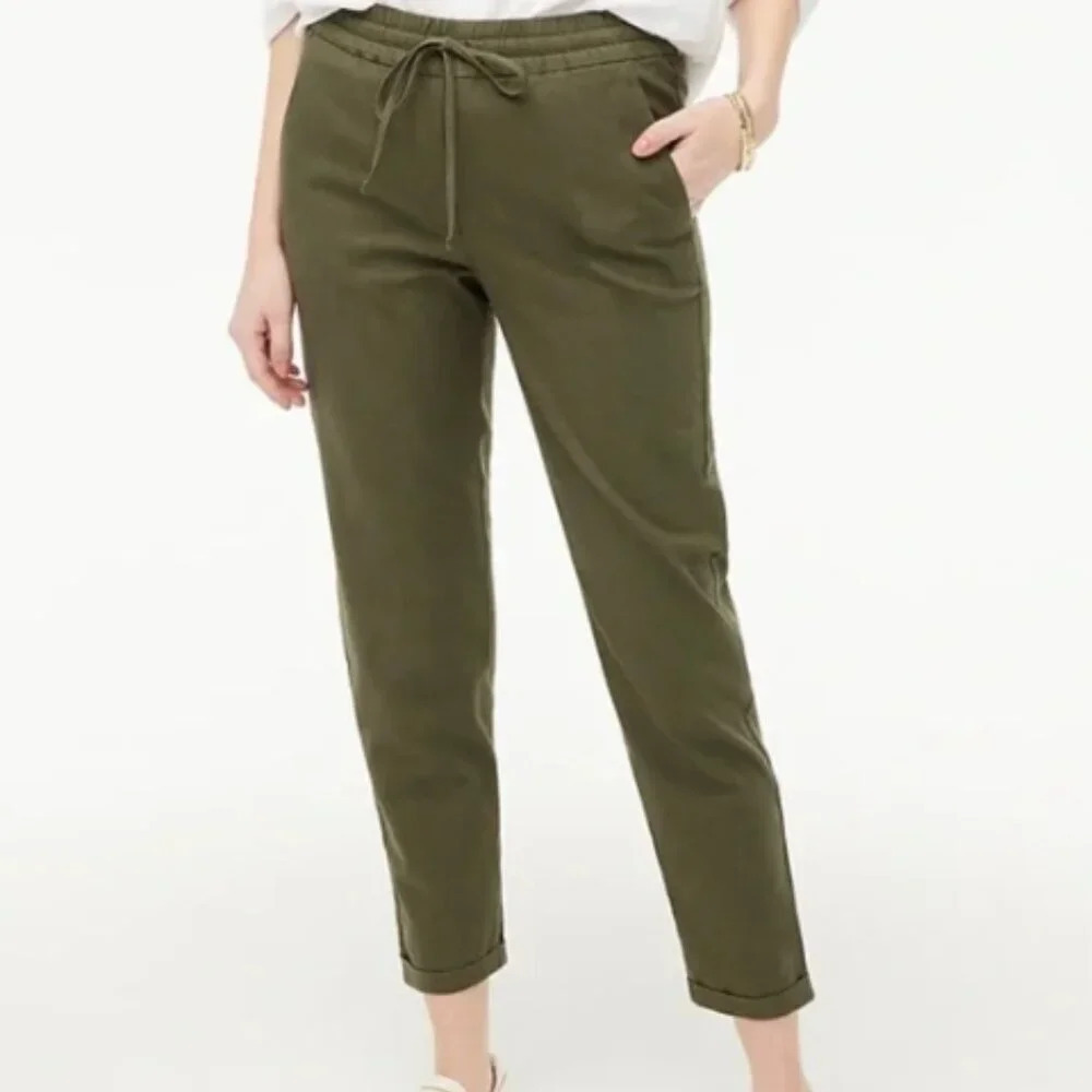 J. Crew Green Linen Cotton Drawstring Pants 29522